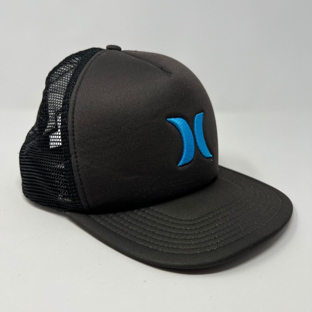 Hurley Mens Black‎ Blue Icon Logo Foam Trucker Snapback Hat